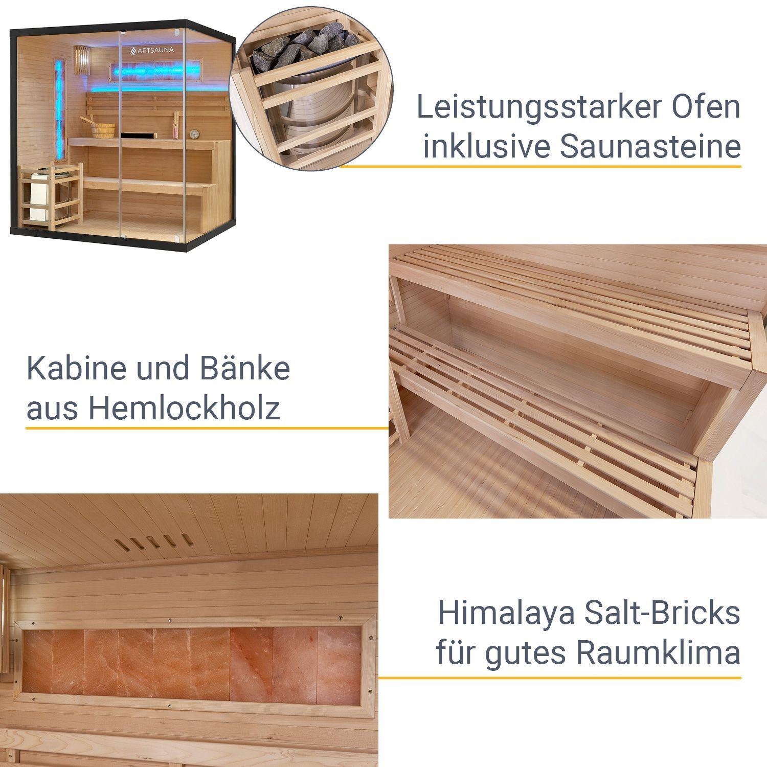 Innensauna Vantaa 175 mit Salzsteinen