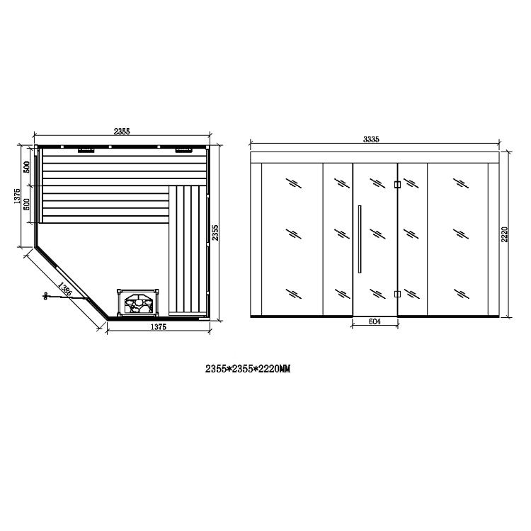 Innensauna/Kombisauna AWT E1201A-IR aus Pappelholz inkl. Saunaofen Vitra mit Vollspektrumstrahler / 236 x 236 cm