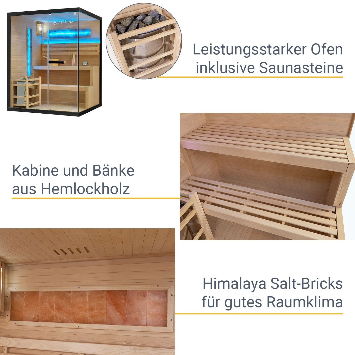 Innensauna Vantaa 150 mit Salzsteinen