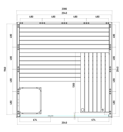 Massivsauna Alaska View 206 x 206 x 204 cm
